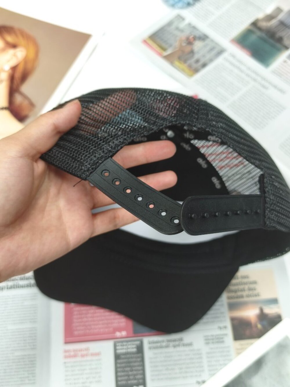 Alo Yoga District Trucker Hat Black and White🖤🤍Adjustable Breathable Mesh Cap - Picture 4 of 5